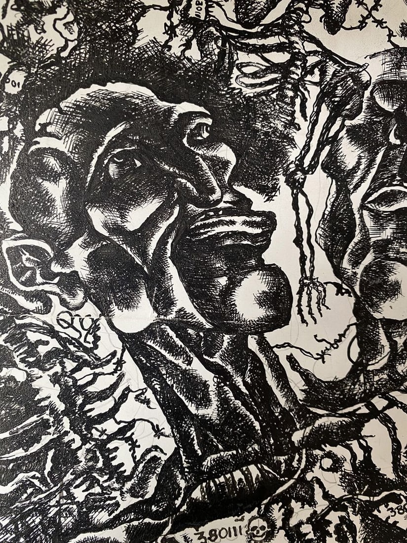 Ink painting Concentration camp Alexander Arkadievich Litvinov - 4