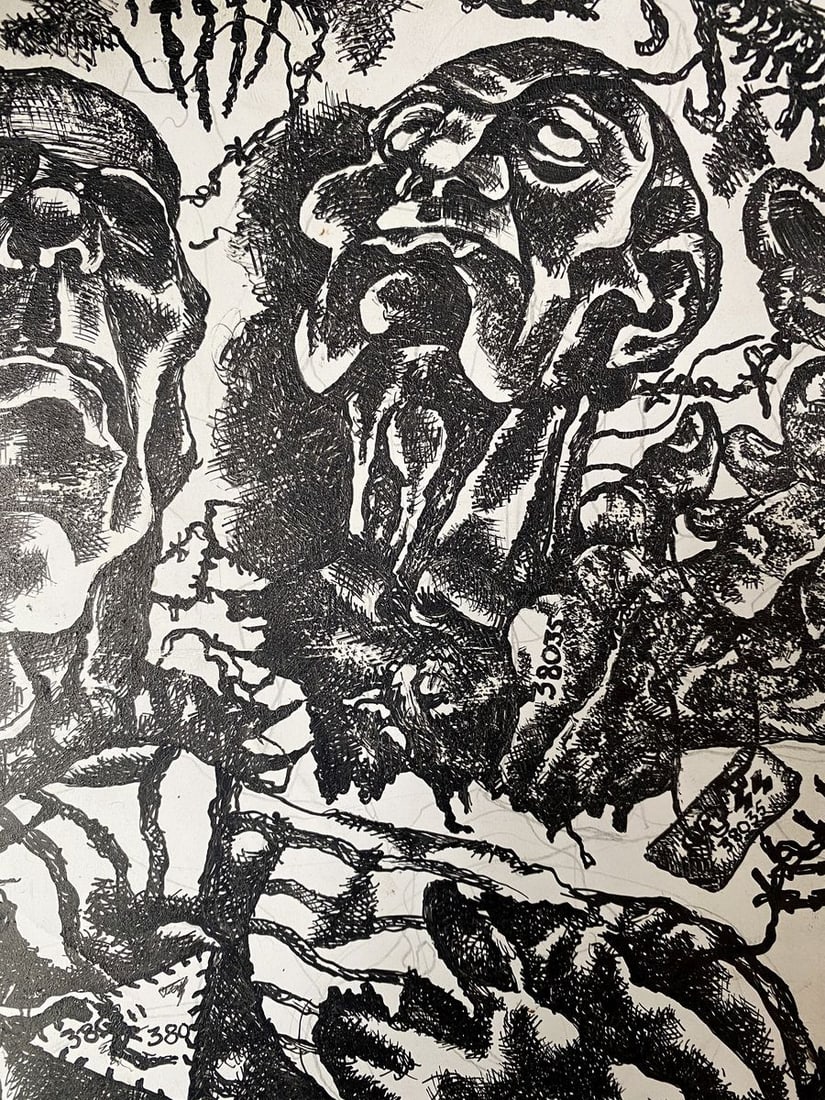 Ink painting Concentration camp Alexander Arkadievich Litvinov - 5