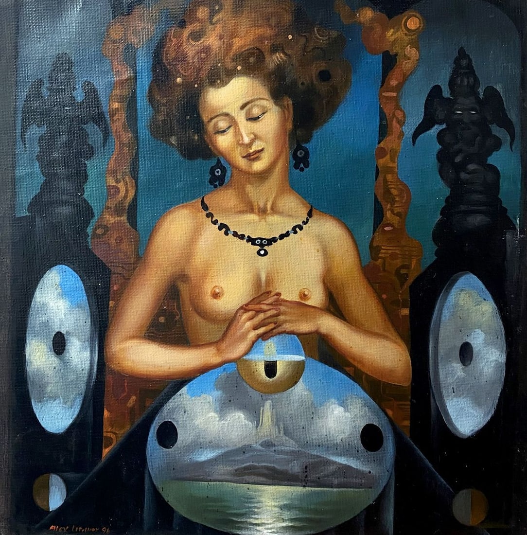 Oil painting Melancholy Alexander Arkadievich Litvinov: Litv 192 *** ABOUT THIS PAINTING *** * TITLE: Melancholy * ARTISTS: Alexander Arkadievich Litvinov * SIZE: 46x47 cm/'18.11x18.50 inches' * MEDIUM: oil, canvas * HAND PAINTED: Original painting from ou