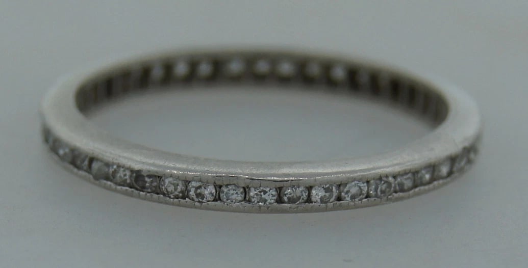 Art Deco ENGAGEMENT RING and ETERNITY WEDDING BAND DIAMOND PLATINUM 1910s - 8