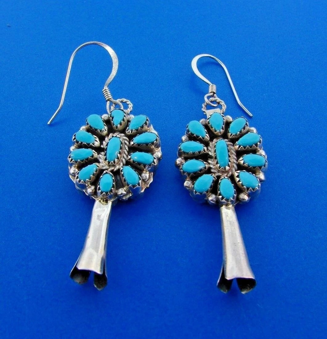 COOL Native American Silver & Multi Color Turquoise Earrings - 2