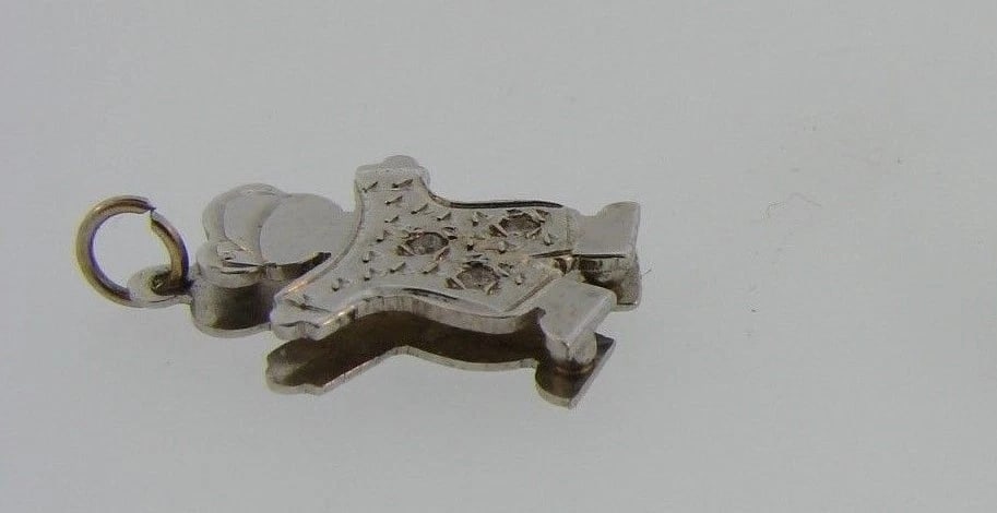 CUTE 14k White Gold & Diamond Boy Charm - 3
