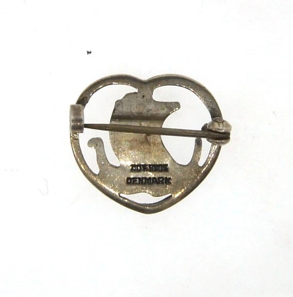 COOL Sterling Silver Denmark Ship Pin Circa 1950! - 2