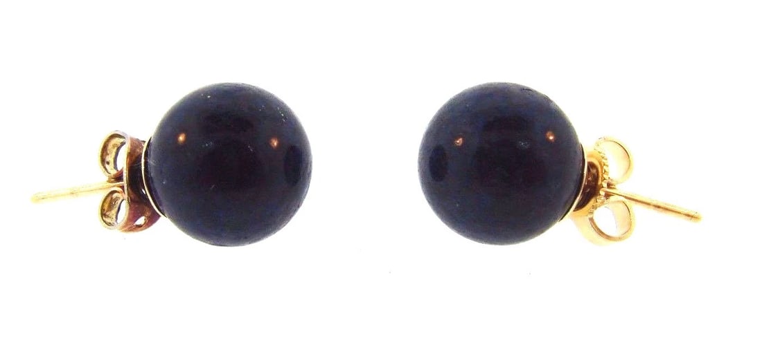 CHIC 14k Yellow Gold & Lapis Stud Earrings (1 of 3)