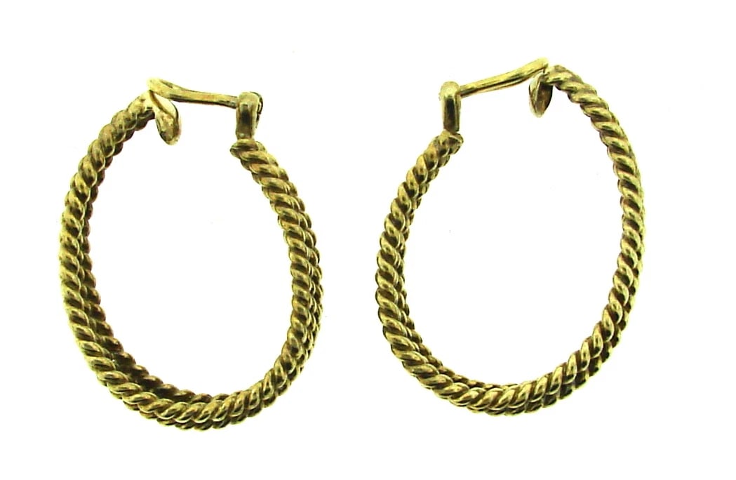 CHIC Woven Design Sterling Hoops with Gold Wash Vintage! - 2