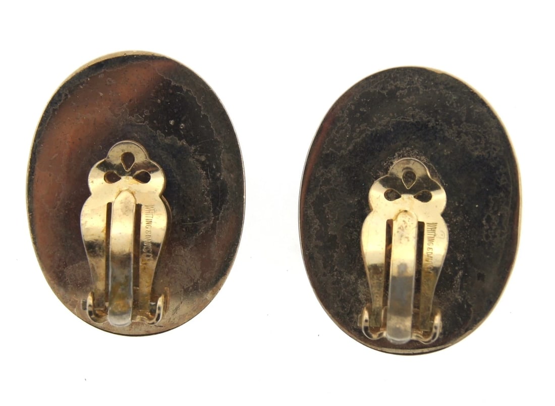 NICE Whiting & Davis Co. Gold Plated & Green Stone Earrings! - 3