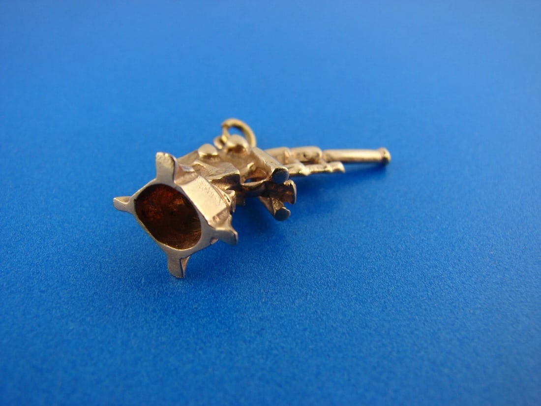 CUTE 10k Rose Gold Gun Charm Pendant - 3