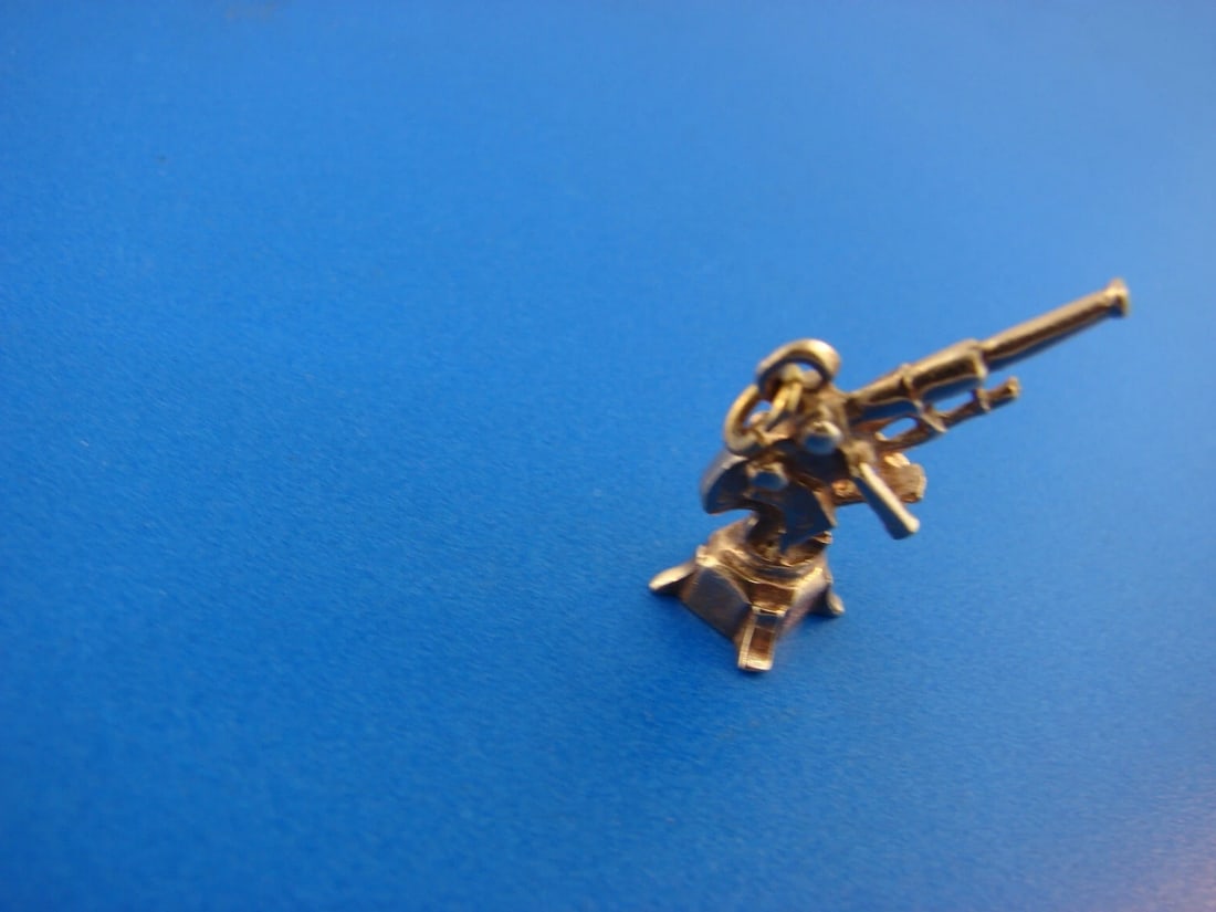 CUTE 10k Rose Gold Gun Charm Pendant - 4