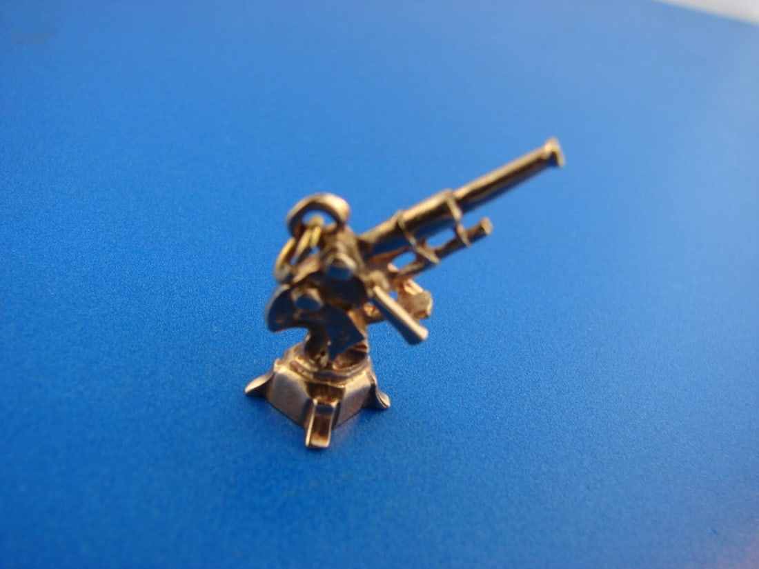 CUTE 10k Rose Gold Gun Charm Pendant - 5
