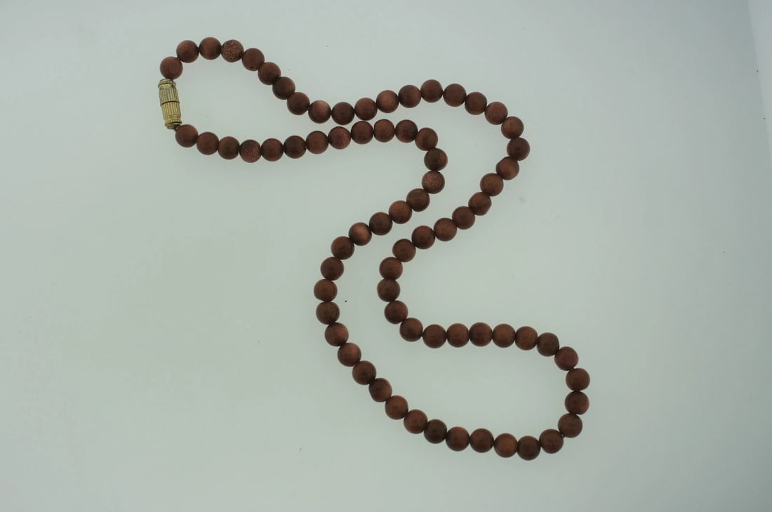 VINTAGE BROWN GOLDEN BEAD STRAND NECKLACE GORGEOUS - 4