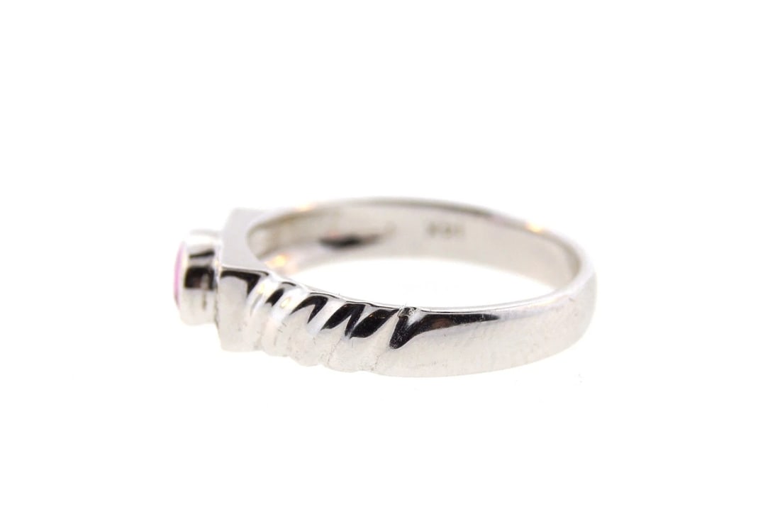 CUTE 14k White Gold, Diamond & Pink Sapphire Ring Circa 1990! - 3