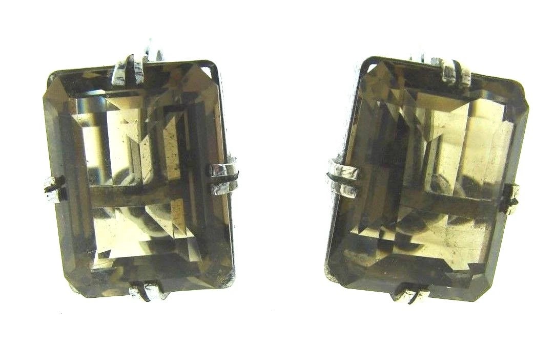 CHIC Sterling Silver & Topaz Screw Back Earrings Vintage (1 of 1)
