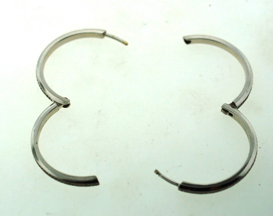C.1990 14 KT WHITE GOLD DIAMOND HOOP EARRINGS 1.20CTS TIMELESS - 3