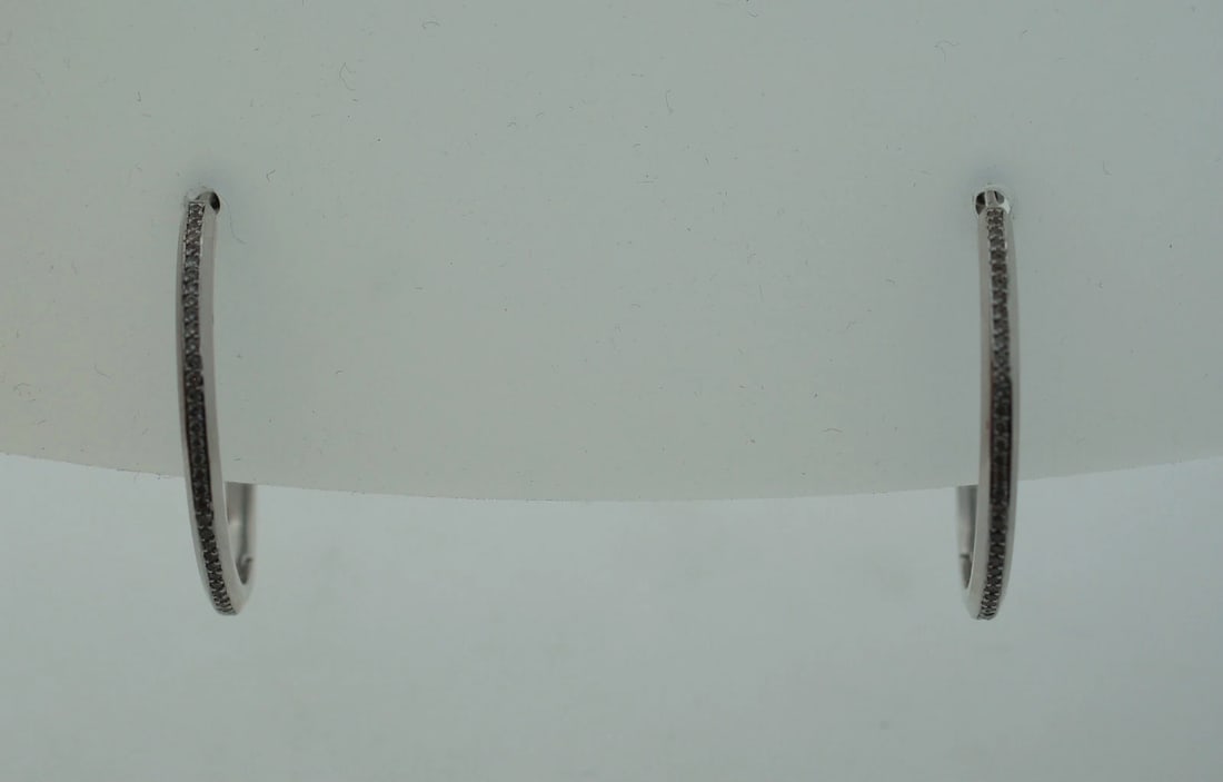 C.1990 14 KT WHITE GOLD DIAMOND HOOP EARRINGS 1.20CTS TIMELESS - 4