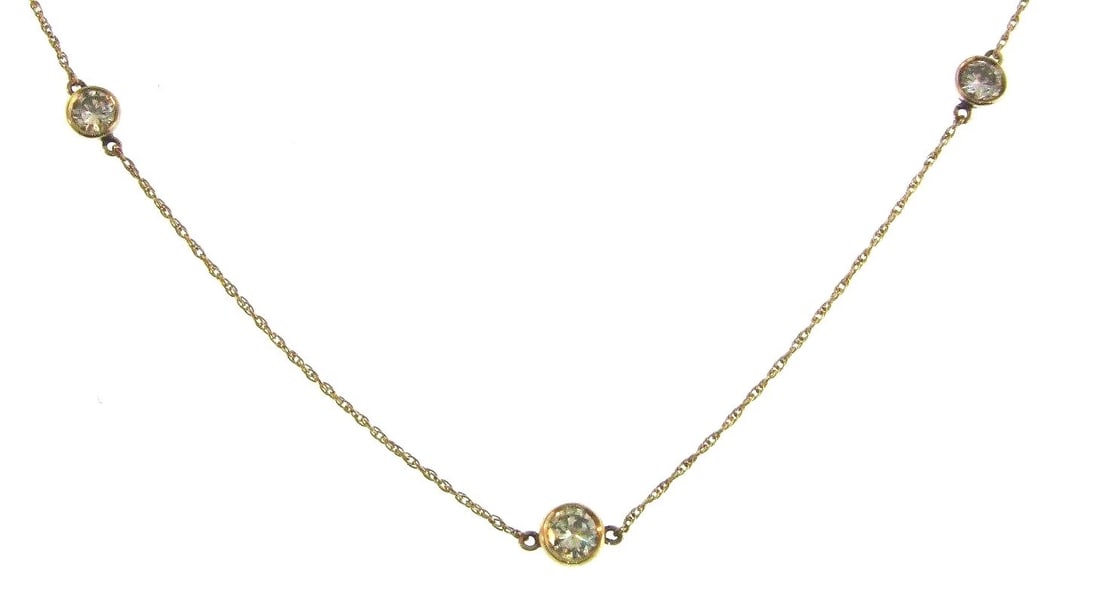 CLASSIC 14k Yellow Gold & Diamond Necklace Chain - 2