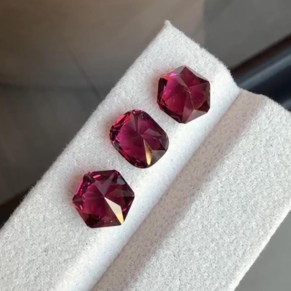 Raspberry Pink Garnet Gemstones - Fancy Octagon & Cushion Cut, Tanzania Mine - 6