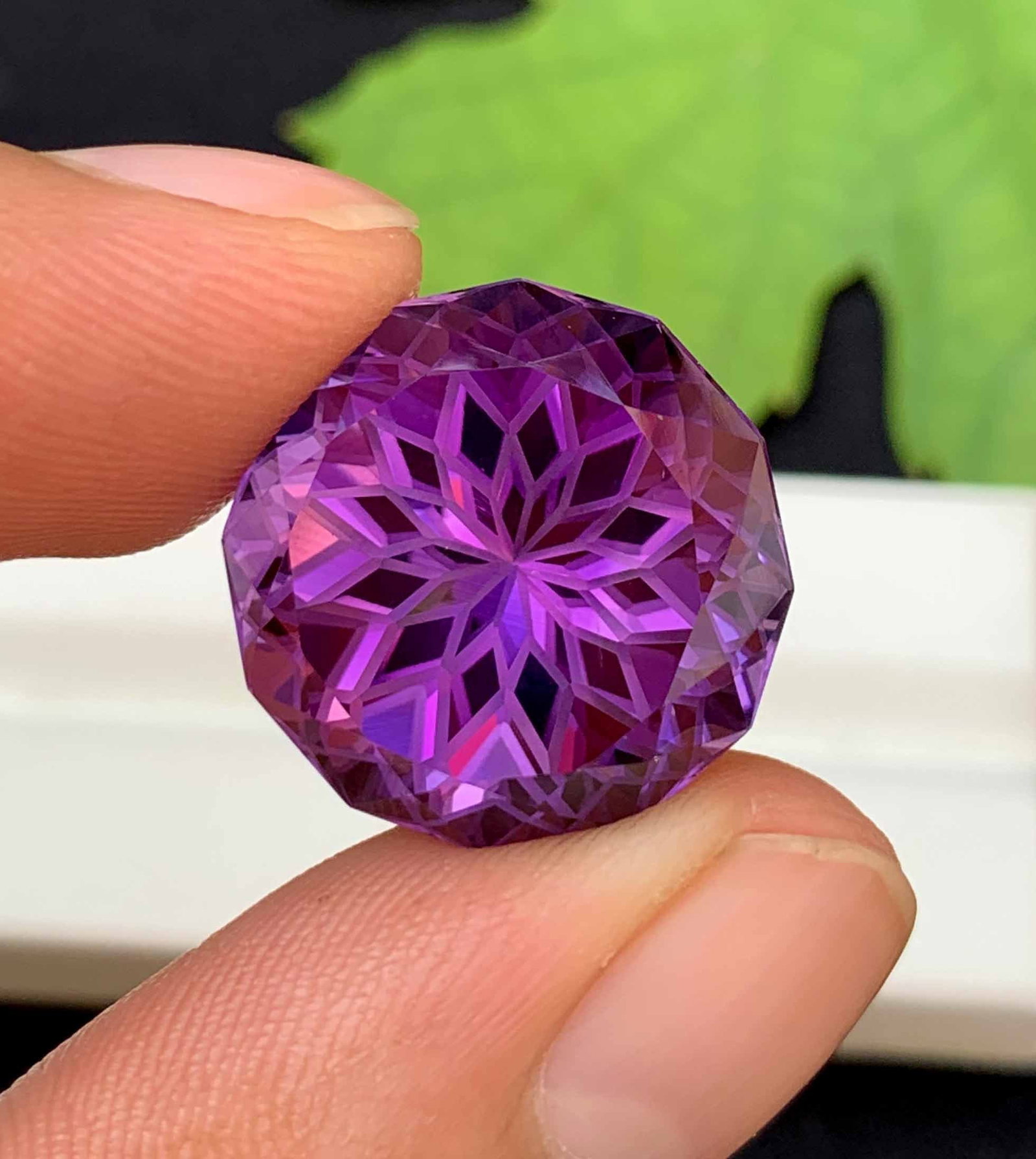 Natural Amethyst Gemstone: Precision Flower Cut, 30 Carats, February Birthstone - 4
