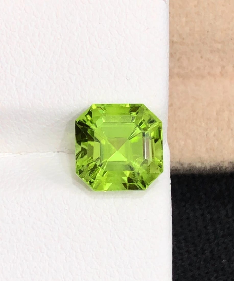 Apple Green Peridot Asscher Cut Gemstone From Sapat Valley , 3.25 Carat - 4