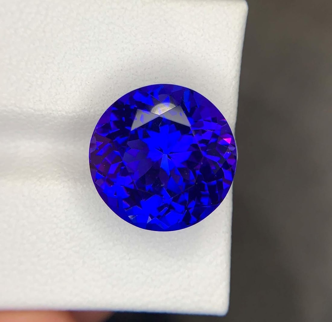Natural D Block Tanzanite Loose Gemstone Round Shape Ring size For Making Jewelry - 3