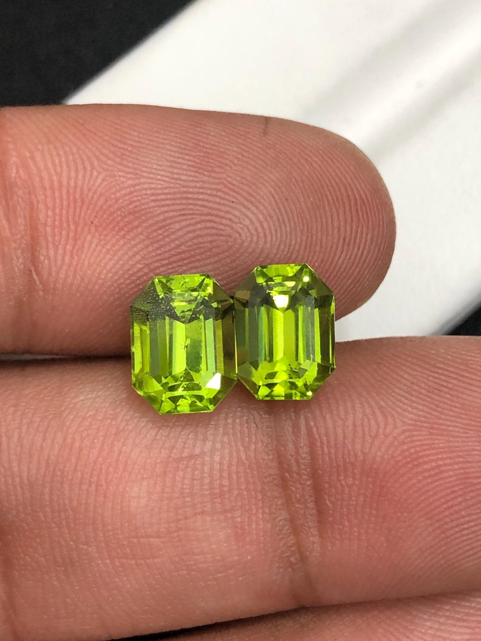 Calibrated Pair Of Natural Peridot Gemstone, Emerald Cut Green Peridot Earrings, 4.90 Carat - 12