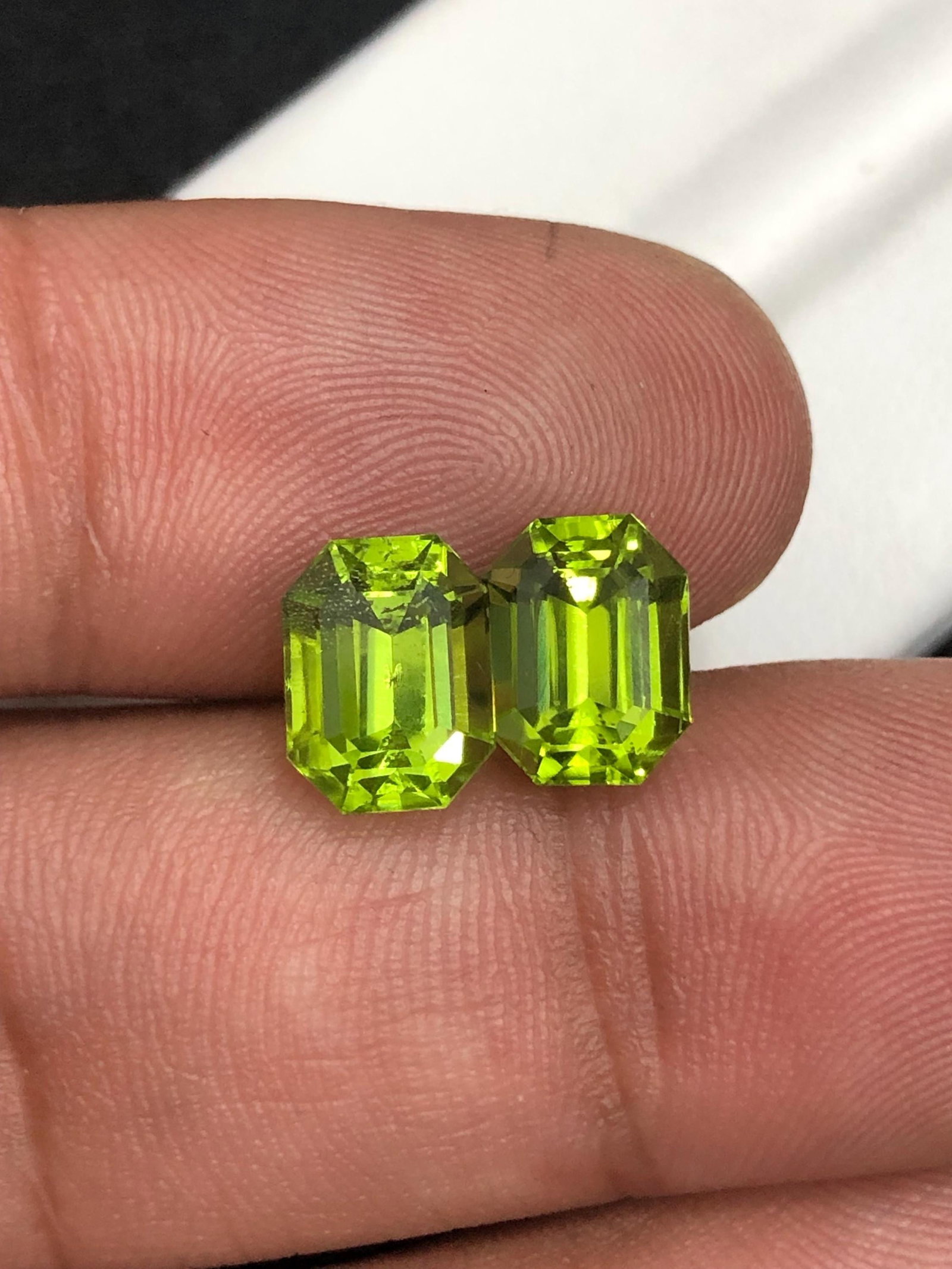 Calibrated Pair Of Natural Peridot Gemstone, Emerald Cut Green Peridot Earrings, 4.90 Carat - 14