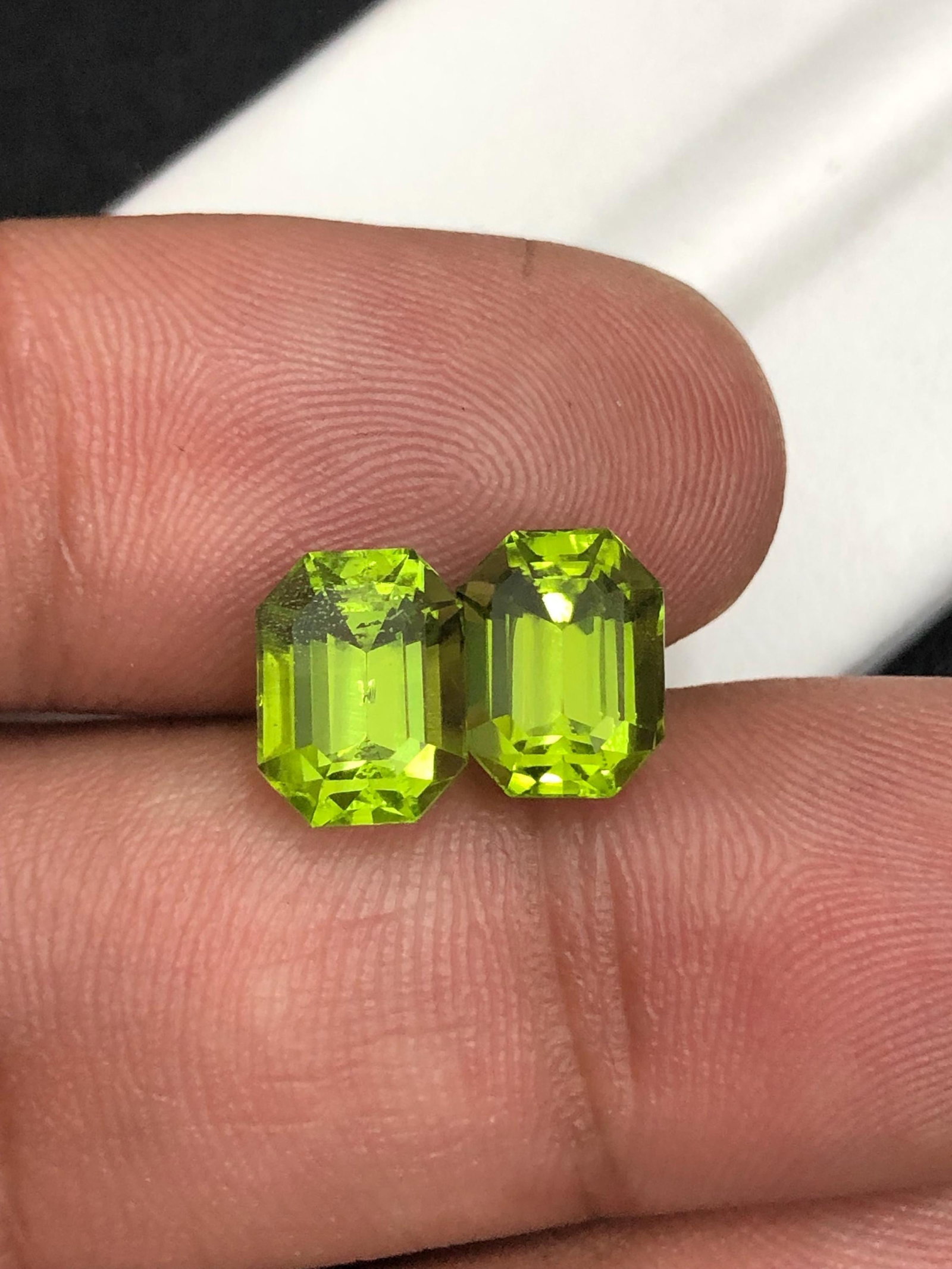 Calibrated Pair Of Natural Peridot Gemstone, Emerald Cut Green Peridot Earrings, 4.90 Carat - 4