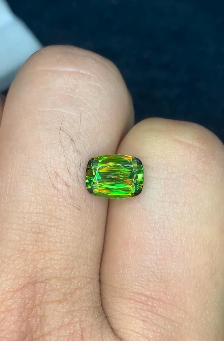 2.40 Carat Chrome Green Sphene Gemstone From Skardu Pakistan, Sparkling Fire Gem (1 of 4)