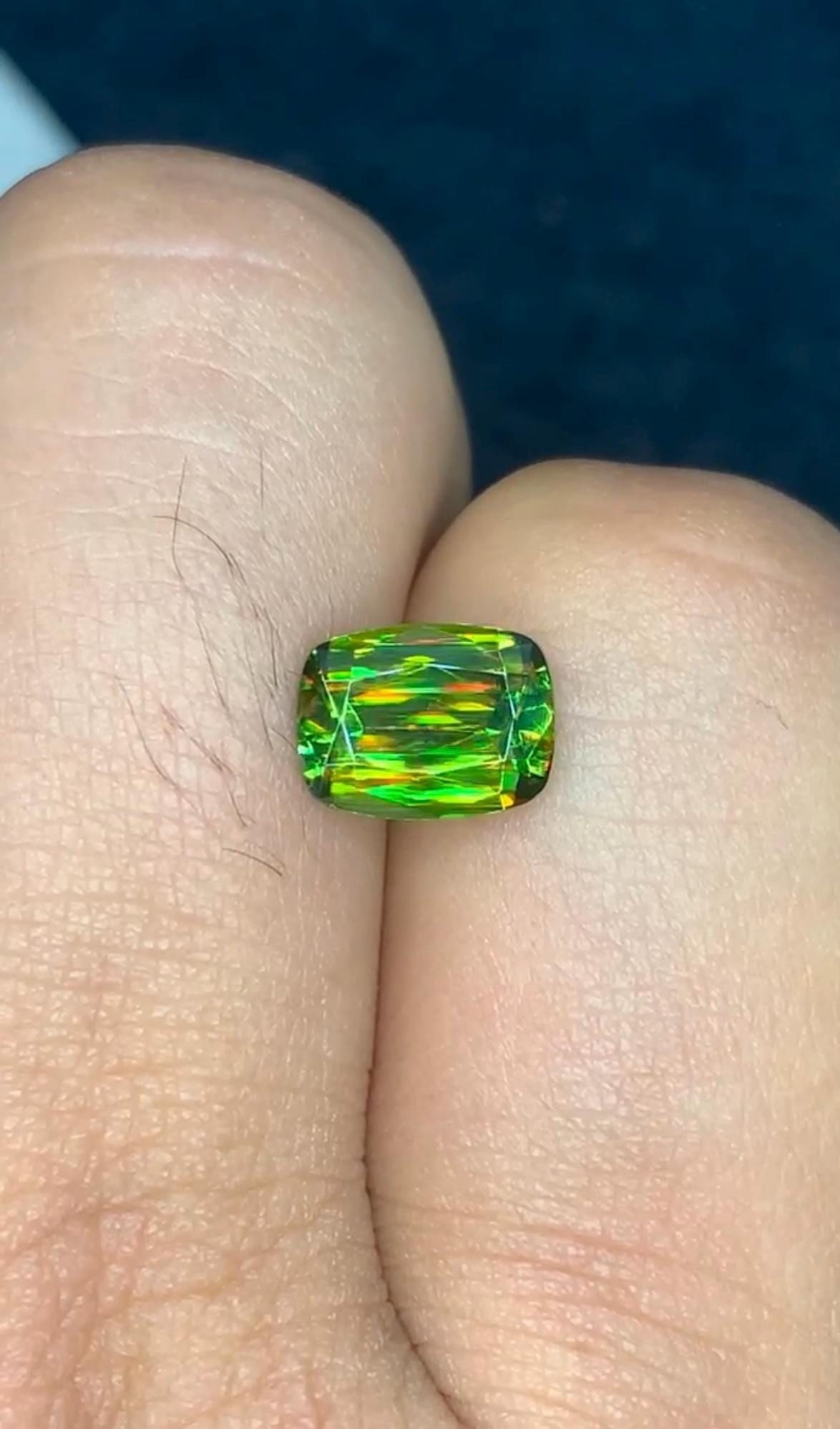 2.40 Carat Chrome Green Sphene Gemstone From Skardu Pakistan, Sparkling Fire Gem - 4