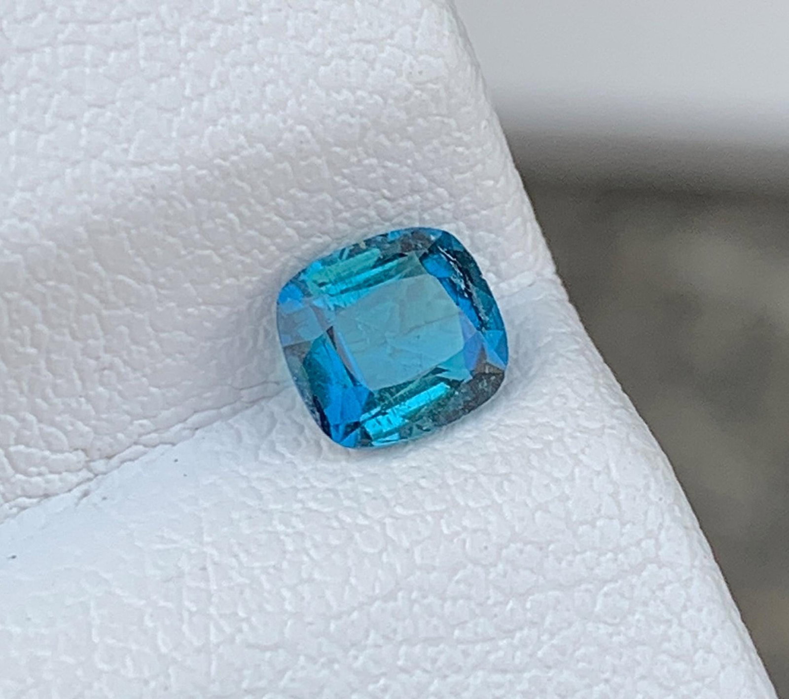 Natural Ink Blue Tourmaline Gemstone: 0.51 Carat Natural Cushion Cut, October Birthstone - 3