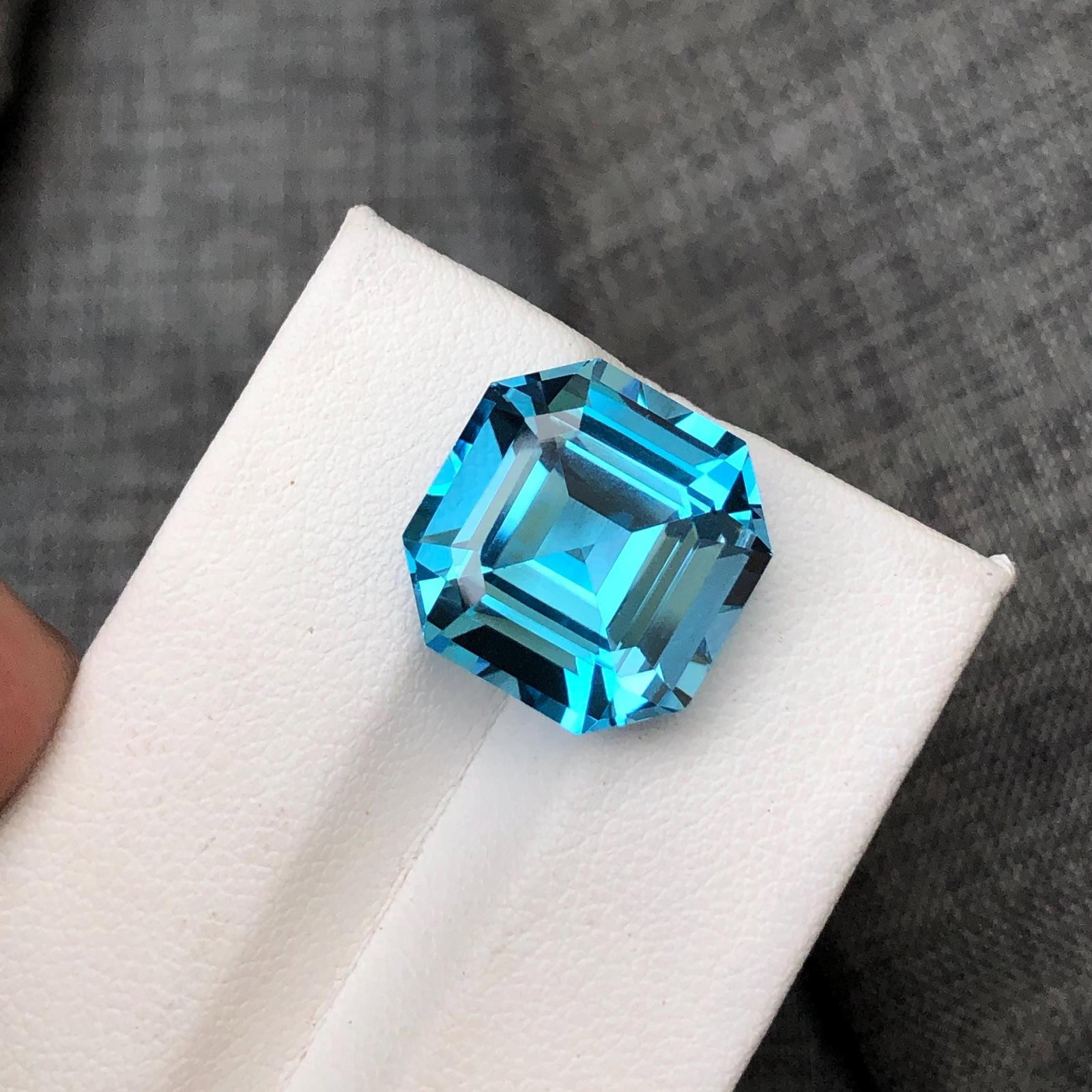 16 Carat Swiss Blue Topaz Loose Gemstone Asscher Cut November Birthstone - 3