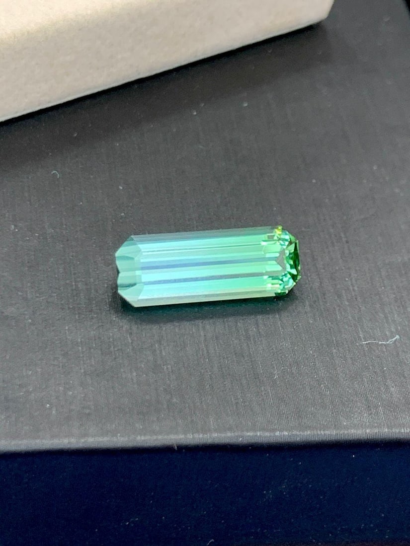 4.95 Carat Bi-Color Tourmaline Gemstone: Emerald Cut Blue Green Jewel (1 of 8)