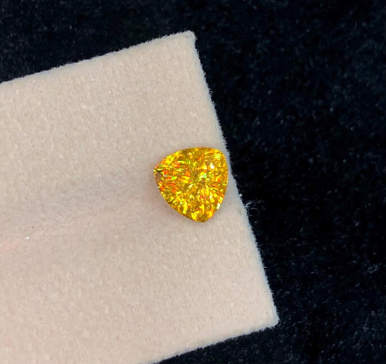 Trillion Cut Sphene Titanite Gemstone: Yellow Orange Sparkle, 2.245 Ct - 3