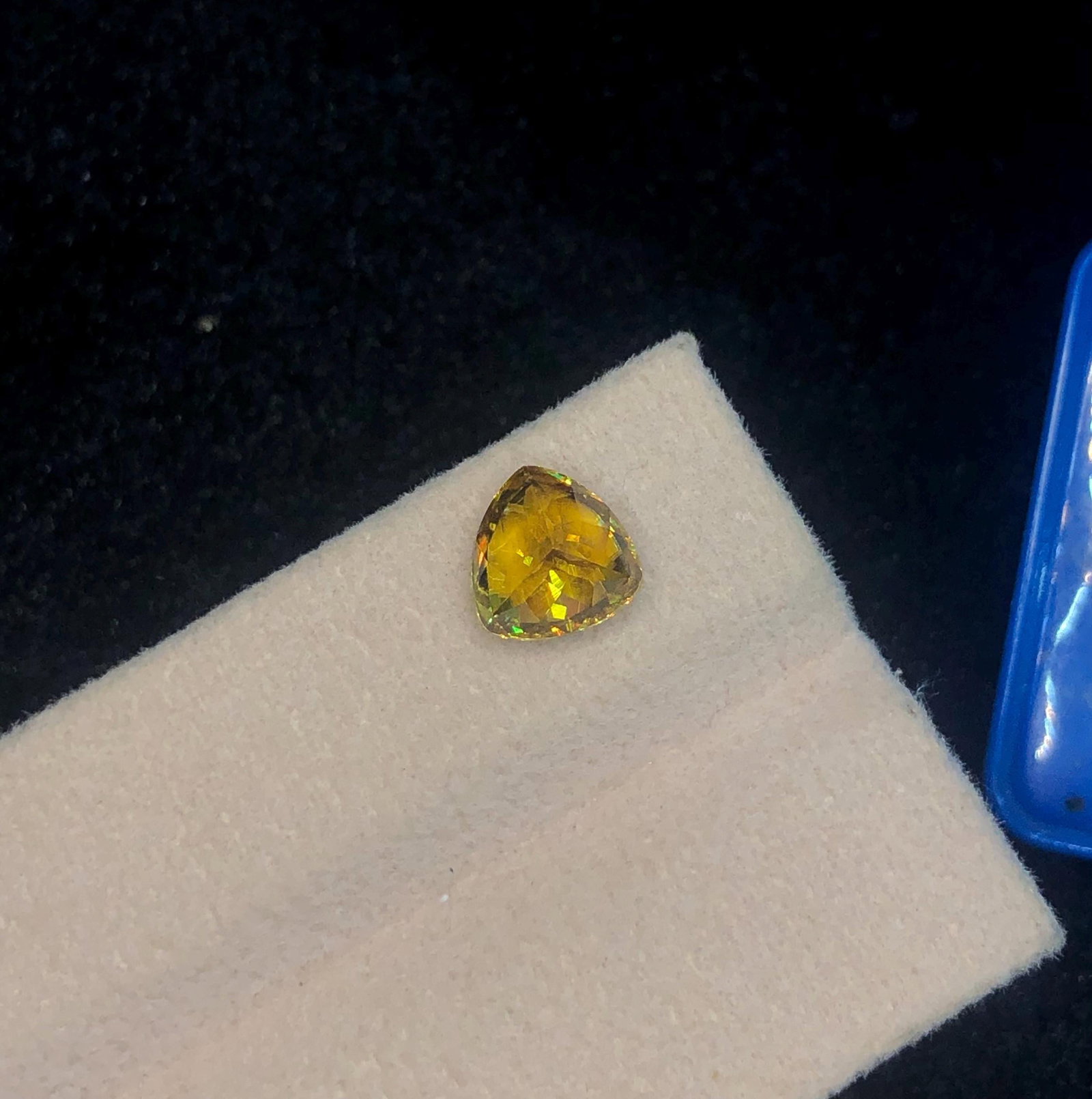 Trillion Cut Sphene Titanite Gemstone: Yellow Orange Sparkle, 2.245 Ct - 4