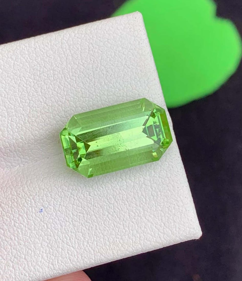 Natural Peridot Gemstones, Top Color Emerald Cut Peridot Loose Gemstone From Pakistan, August - 3
