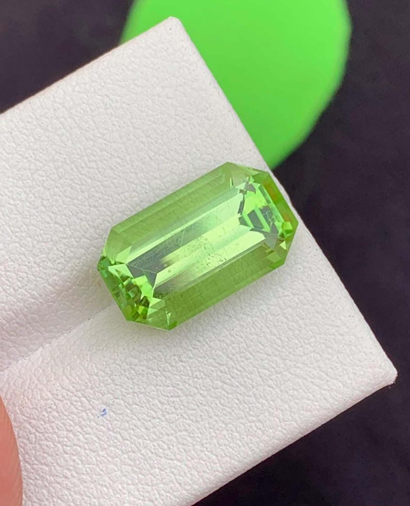 Natural Peridot Gemstones, Top Color Emerald Cut Peridot Loose Gemstone From Pakistan, August - 4