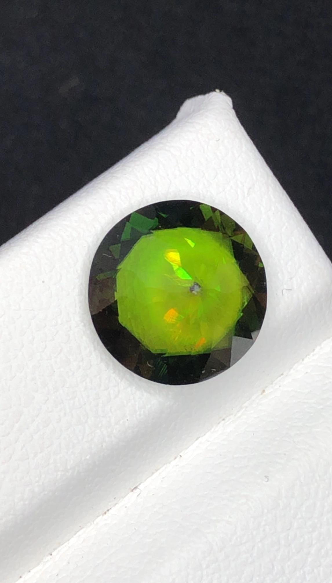 4.65 Carat Natural Brilliant Round Chrome Green Sphene Gemstone, Sparkling Green Skardu Sphene Gem - 10