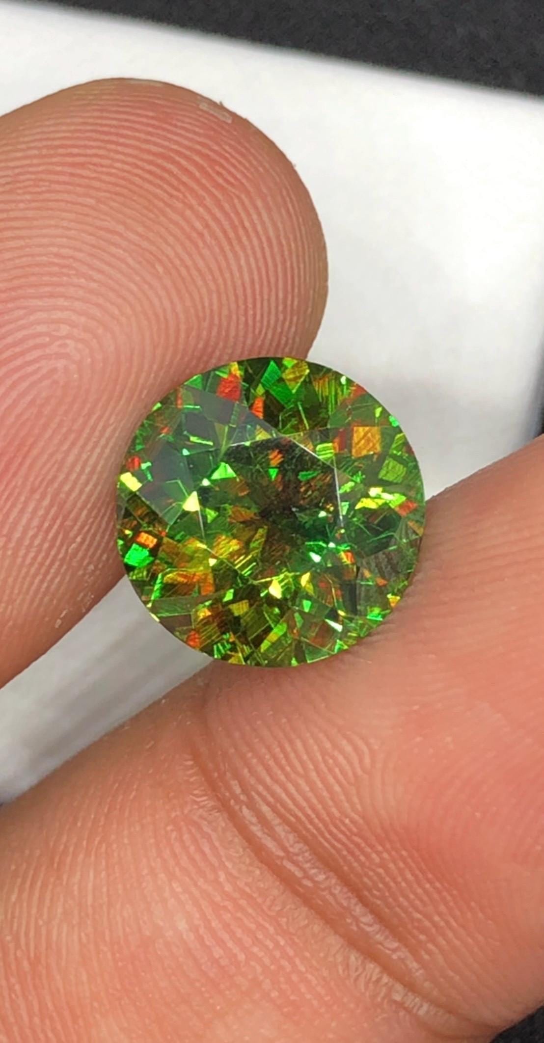 4.65 Carat Natural Brilliant Round Chrome Green Sphene Gemstone, Sparkling Green Skardu Sphene Gem - 6