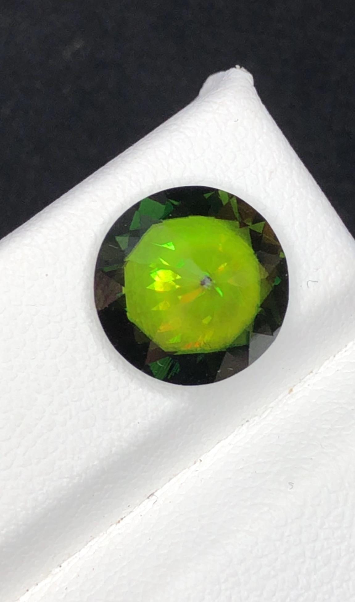 4.65 Carat Natural Brilliant Round Chrome Green Sphene Gemstone, Sparkling Green Skardu Sphene Gem - 8