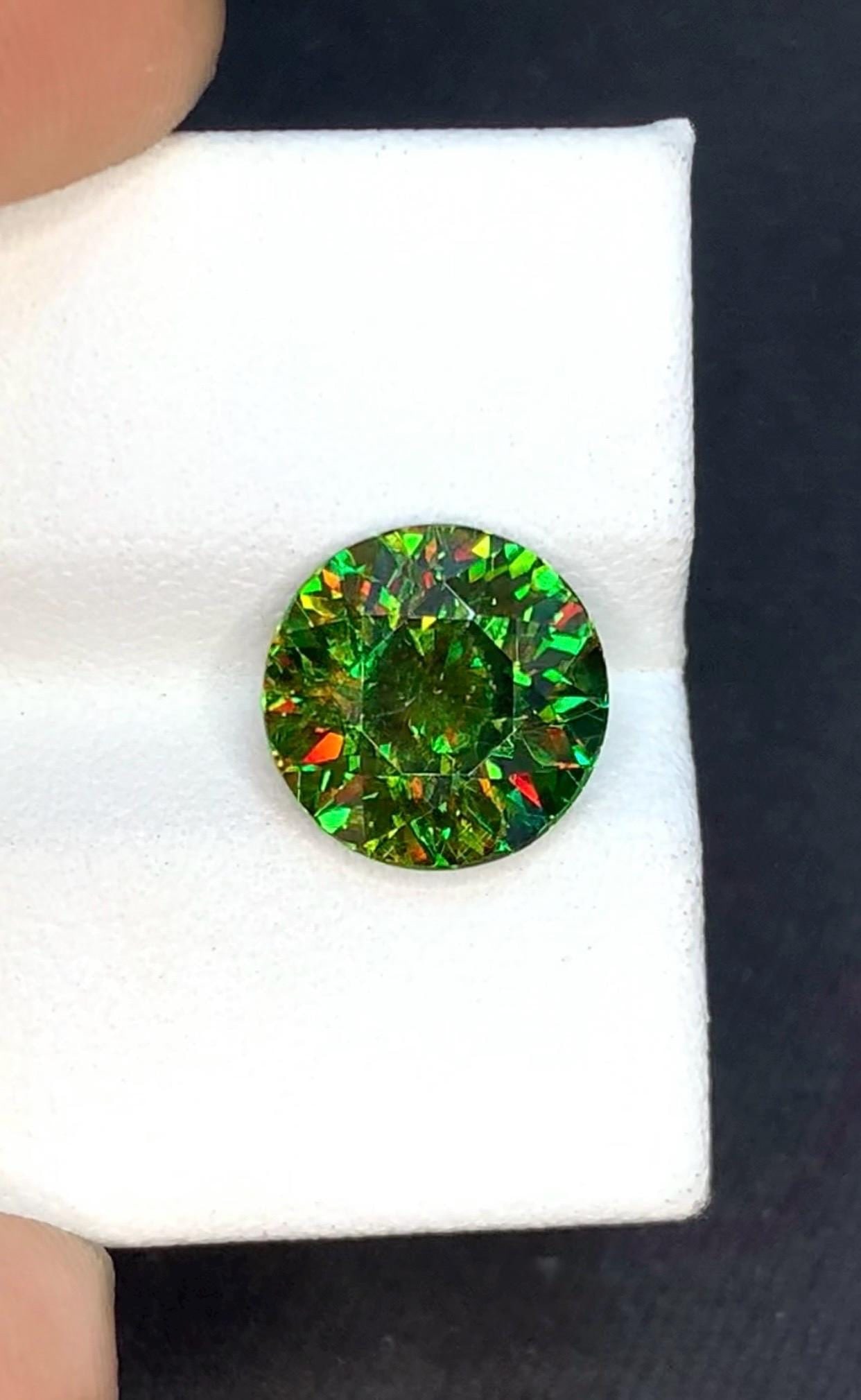 Natural Chrome Green Sphene Gemstone, Brilliant Round Cut, Skardu Origin, 3.90 Carat - 4