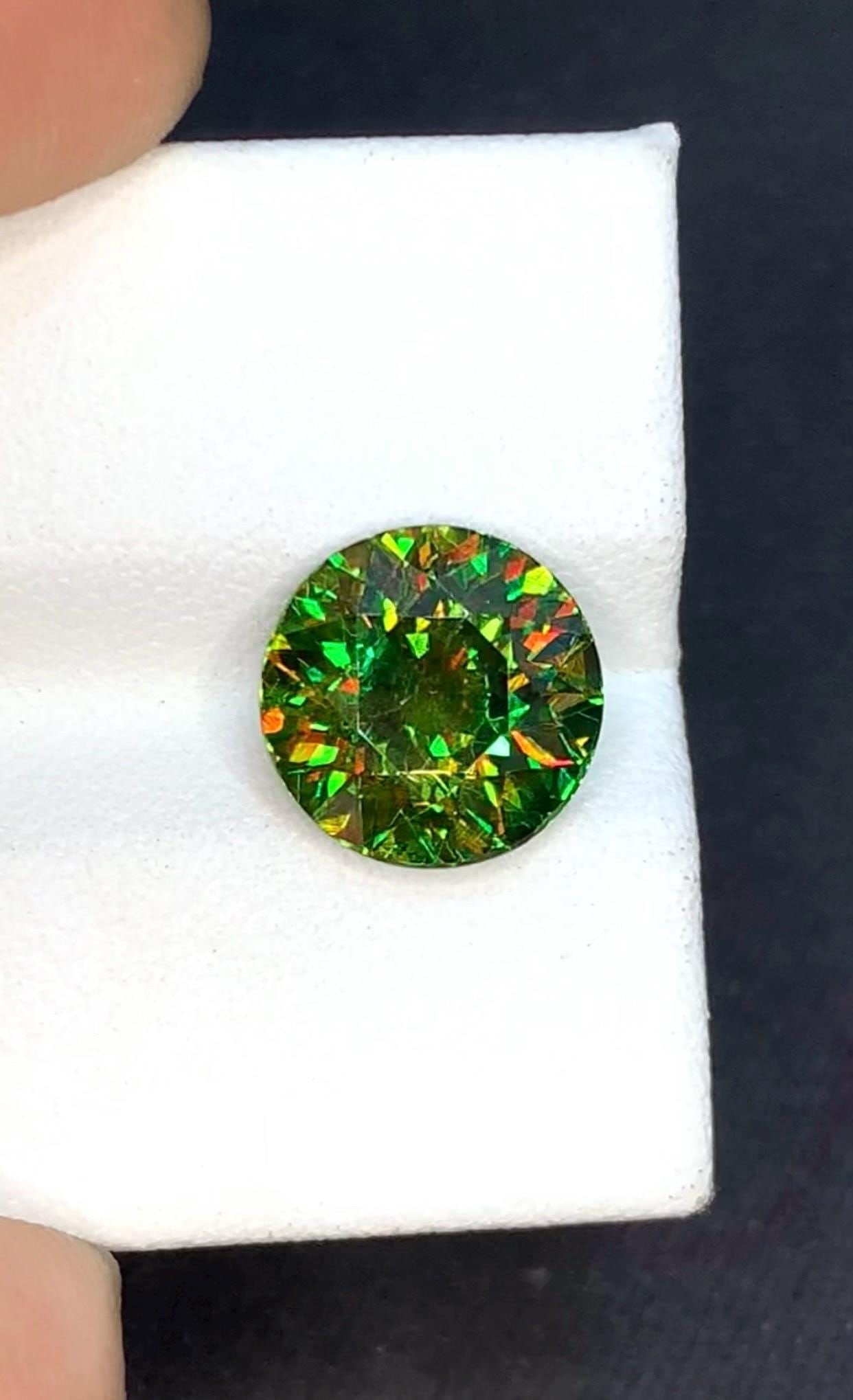 Natural Chrome Green Sphene Gemstone, Brilliant Round Cut, Skardu Origin, 3.90 Carat - 7