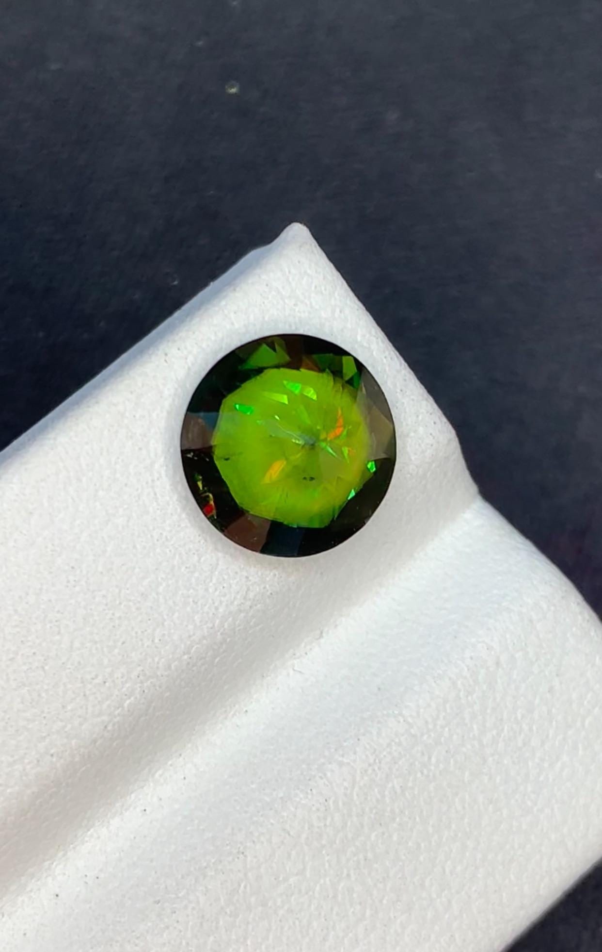 Natural Chrome Green Sphene Gemstone, Brilliant Round Cut, Skardu Origin, 3.90 Carat - 9