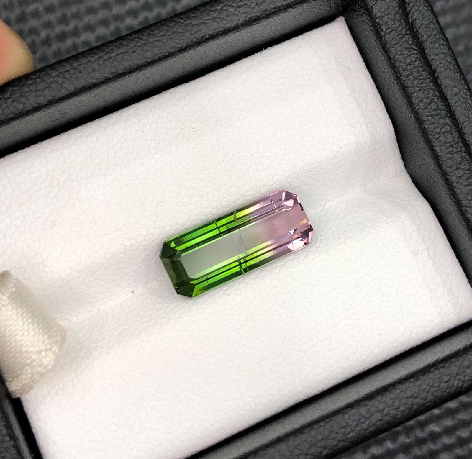 Bicolor Tourmaline Gemstone: Emerald Cut Green & Pink, 3.85 CT - 4