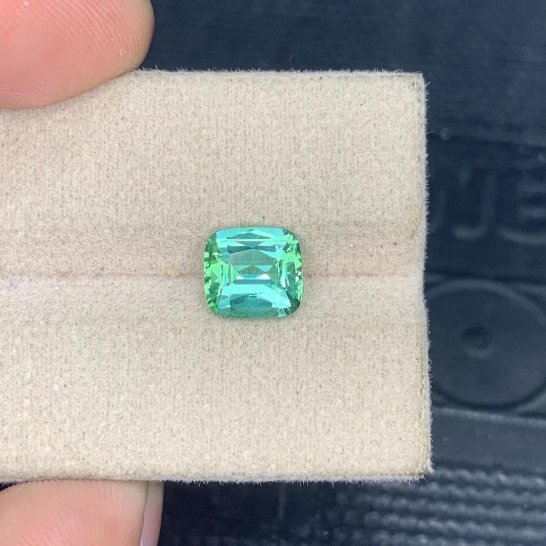 Mint Green Tourmaline Gemstone Faceted Cushion Cut From Afghanistan - 1.815 Carat: Highlights Supplies for making crafts Materials: Gemstone: Tourmaline Carat weight: 1.815 Gemology: * Weight : 1.815 carat * Dimension : 7.7*7.1*4.3 mm * Origin : Afghanistan * Colour: Mint Green * Cl