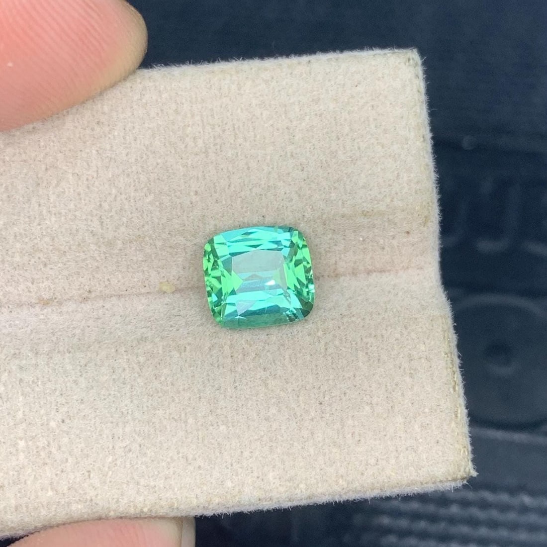 Mint Green Tourmaline Gemstone Faceted Cushion Cut From Afghanistan - 1.815 Carat - 3