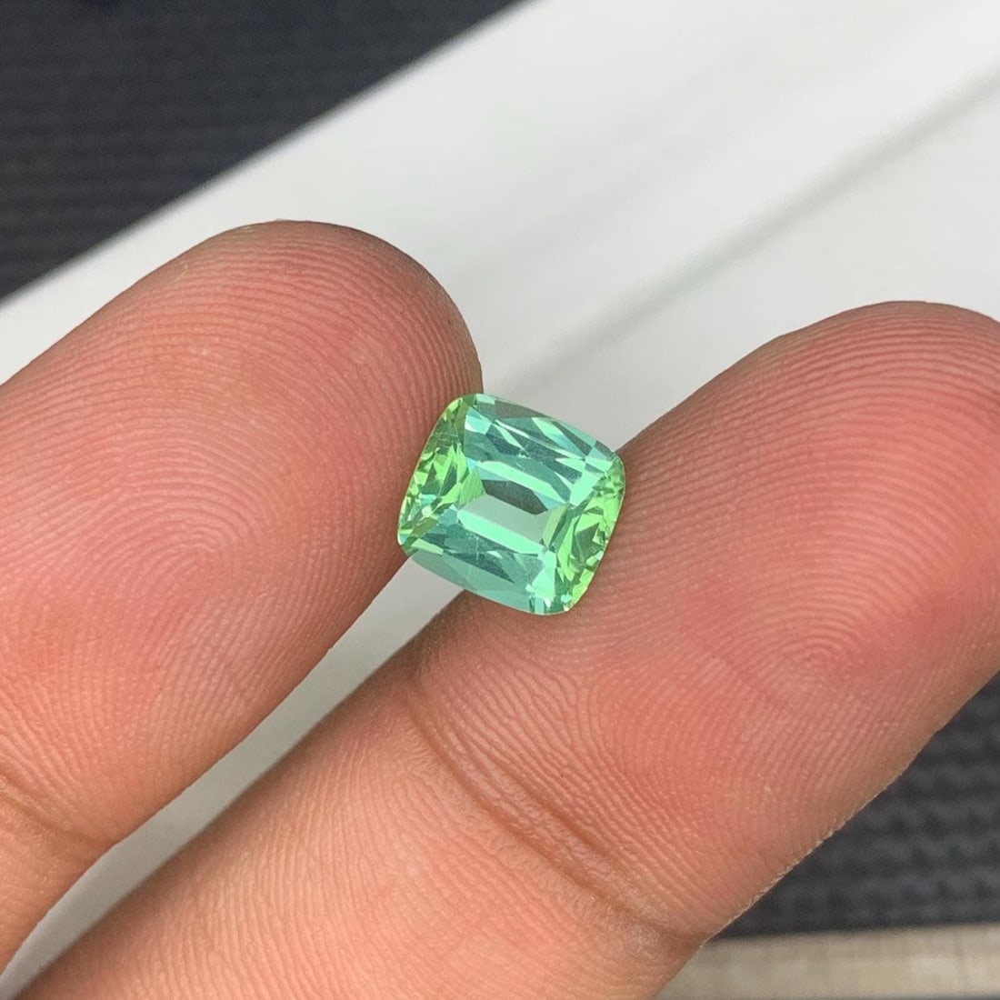 Mint Green Tourmaline Gemstone Faceted Cushion Cut From Afghanistan - 1.815 Carat - 4