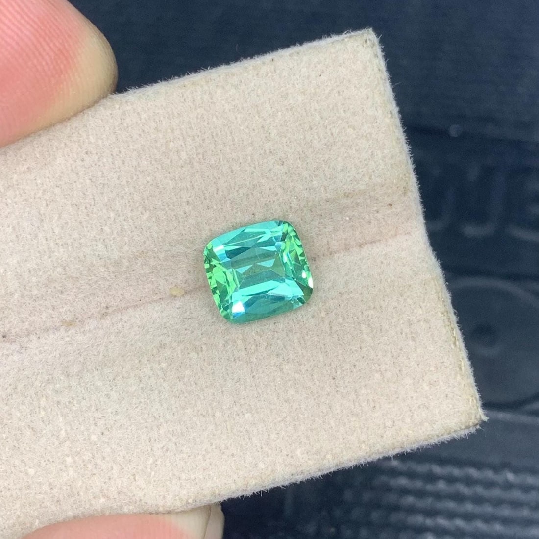Mint Green Tourmaline Gemstone Faceted Cushion Cut From Afghanistan - 1.815 Carat - 7