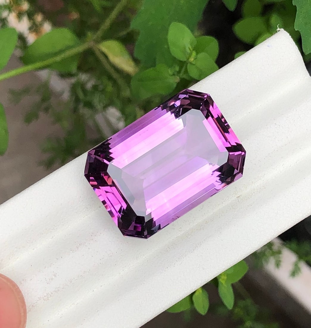 56 Cts Natural Amethyst Gemstone: Emerald Cut, Purple Quartz - 2