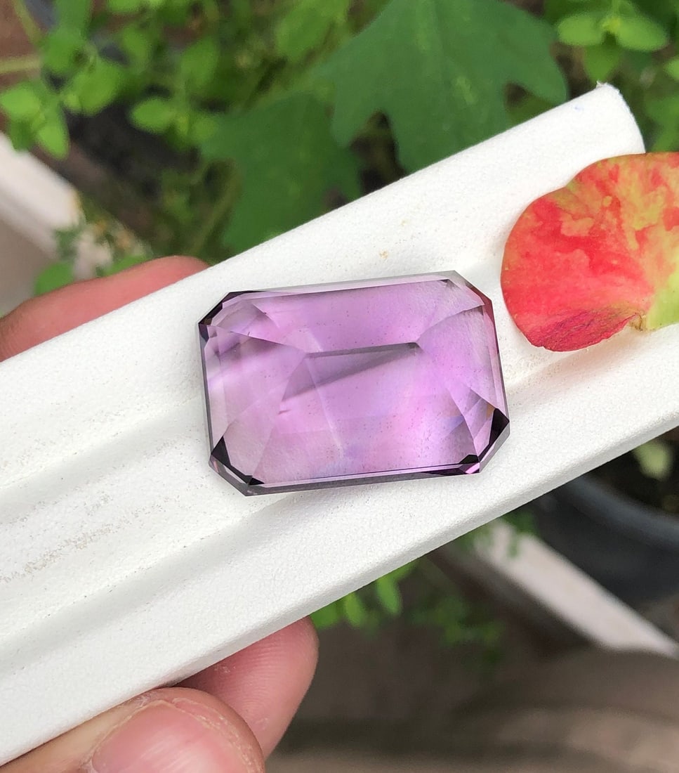 56 Cts Natural Amethyst Gemstone: Emerald Cut, Purple Quartz - 5