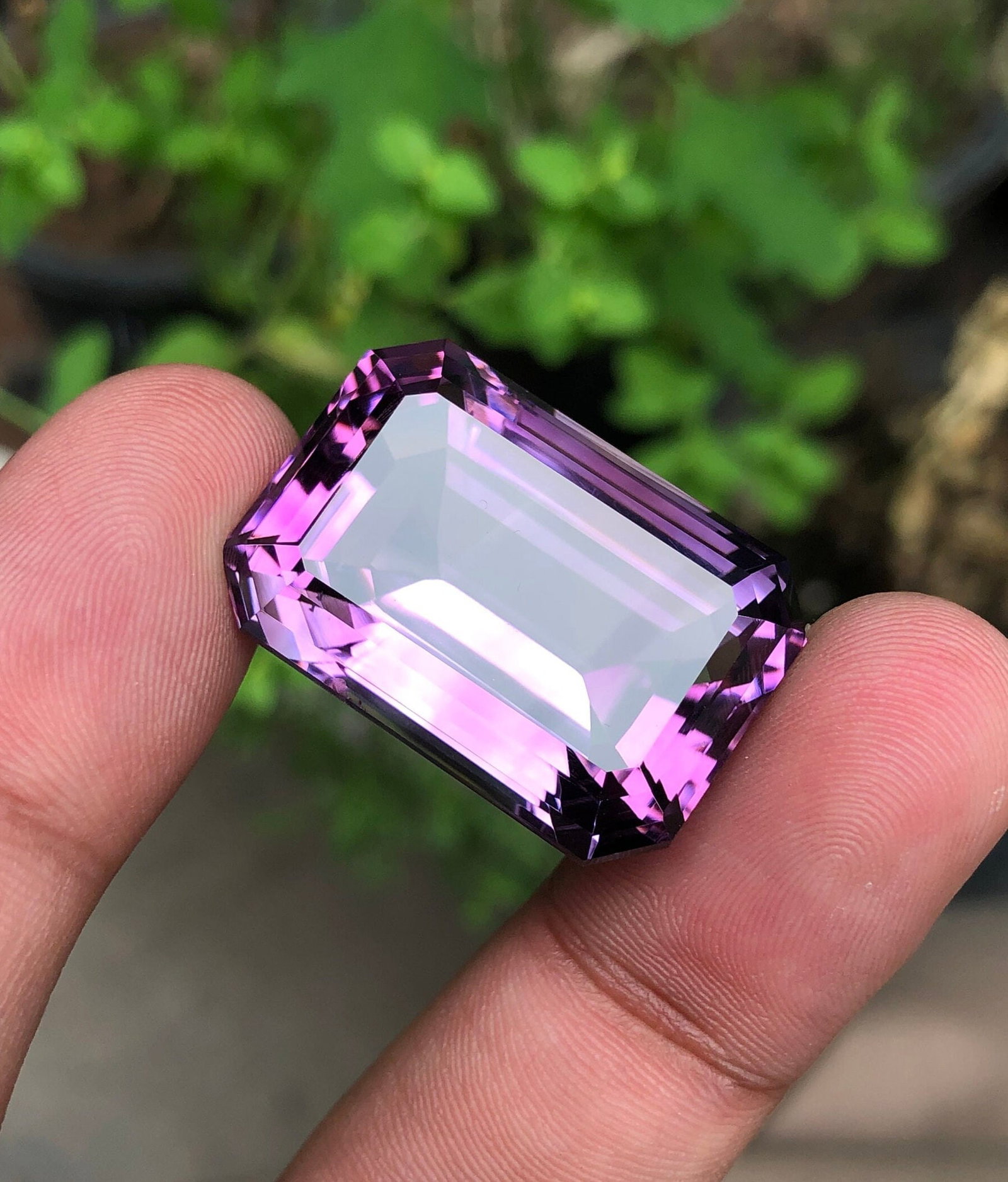 56 Cts Natural Amethyst Gemstone: Emerald Cut, Purple Quartz - 7