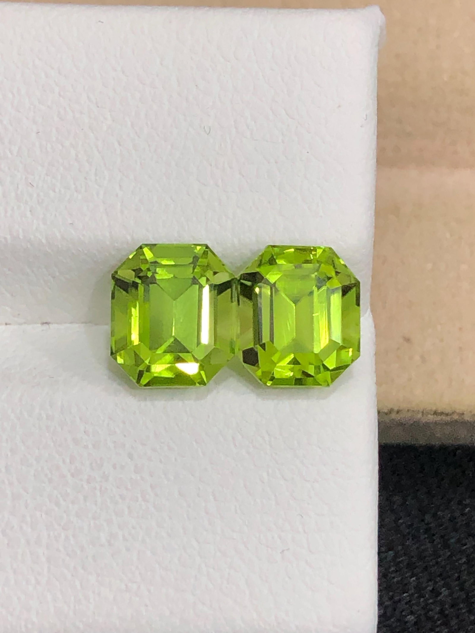 Calibrated Pair Of Natural Peridot Gemstone, Emerald Cut Green Peridot Earrings, 4.15 Carat - 5